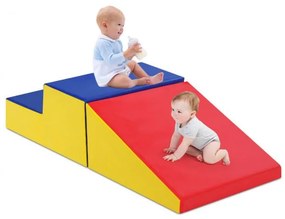 Conjunto de 2 peças de espuma macia para crianças pequenas, escorregador e brinquedo de atividade para escalada, branco