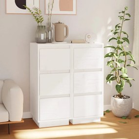 vidaXL Aparadores 2 pcs 32x34x75 cm madeira de pinho maciça branco