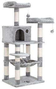 FEANDREA Árvore para gatos, torre estável para gatos, 2 poleiros de pelúcia, 143 cm, cinza claro PCT15W