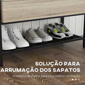 Banco Sapateira com Compartimento Oculto 84x39,5x61 cm Preto e Madeira