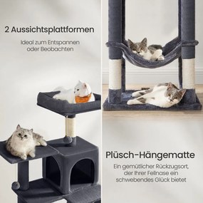 Arranhador para gatos 55 x 45 x 143 cm cinzento esfumaçado