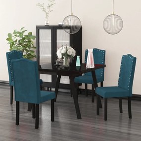 vidaXL Cadeiras de jantar 4 pcs veludo azul