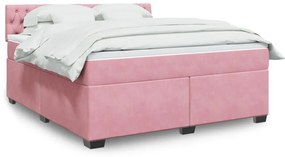 vidaXL Cama com molas/colchão 180x200 cm veludo rosa