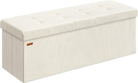 Banco dobrável com espaço de arrumação e design rebatível 38 x 110 x 38 cm Creme