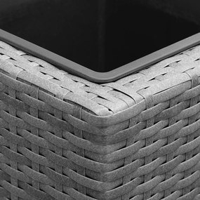 Vaso Floreira Jardim de flores Polyrattan 95x27x60 cm cinzento