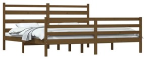 Estrutura de cama 200x200 cm pinho maciço castanho mel