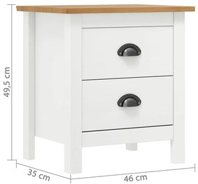 Mesa de cabeceira Hill 46x35x49,5 cm pinho maciço branco
