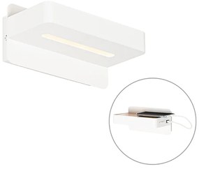 Candeeiro de parede moderno branco incl. LED com USB - Ted Moderno