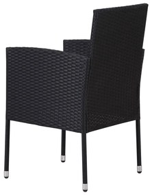 Cadeiras de jardim c/ almofadões branco nata 2pcs vime PE preto