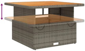 4 pcs conjunto de jantar p/ jardim c/ almofadões vime PE cinza