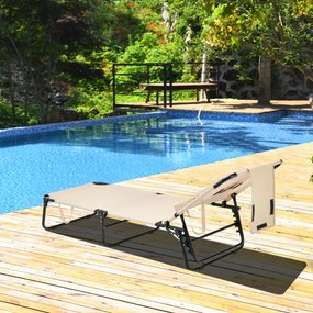 Espreguiçadeira jardim dobrável com 3 almofadas amovíveis e encosto ajustável em 5 posições Espreguiçadeira de jardim exterior para terraço de piscina
