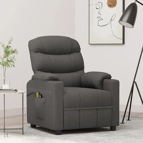 vidaXL Poltrona de massagens elétrica tecido cinza-escuro