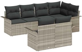 Conjunto de Sofá de Jardim vidaXL de 7 Peças com Almofadas Cinza Claro