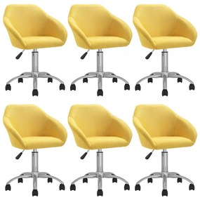 vidaXL Cadeiras de jantar giratórias 6 pcs tecido amarelo