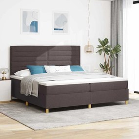 vidaXL Cama Box com colchão Marrom Escuro 200 x 200 cm tecido