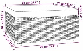 4 pcs conjunto lounge jardim c/ almofadões vime PE castanho
