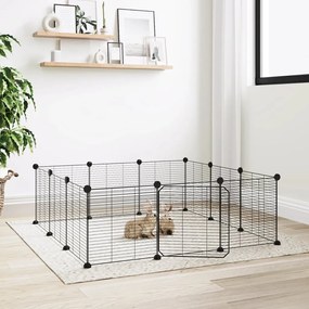 vidaXL Gaiola p/ animais de 12 painéis c/porta 35x35 cm aço preto