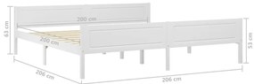 Estrutura de cama 200x200 cm madeira de pinho maciça branco
