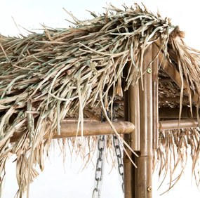 Banco de baloiçar 2 lugares bambu c/ folhas de palmeira 202cm