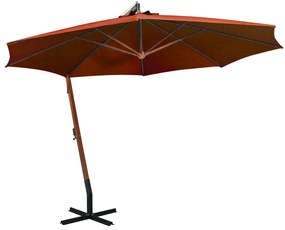 Guarda-sol de jardim suspenso com poste abeto maciço terracotta