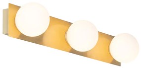 Candeeiro de parede moderno dourado 48 cm IP44 3 luzes - Cederic
