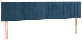 Cabeceira de cama c/ luzes LED veludo 200x5x78/88cm azul-escuro