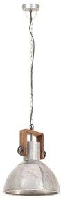 Candeeiro suspenso industrial redondo 25 W 30 cm E27 prateado