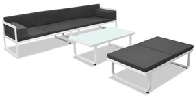 4 pcs conjunto lounge p/ jardim com almofadas alumínio preto