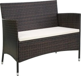 vidaXL Banco de jardim 106 cm vime PE castanho