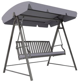 Outsunny Baloiço Jardim 3 Pessoas Banco com Toldo Ajustável Almofada Confortável Estrutura Aço Resistente 205x133x181 cm Cinzento | Aosom Portugal