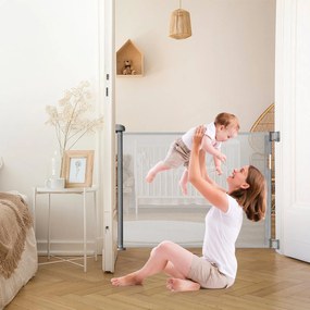 Rede de Segurança Infantil Vedação Retráctil Fácil Abrir e Fechar para Corredor de Corrimãos de Entrada e Escadas 146 x 86 cm Cinza