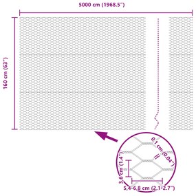 Cerca Hexagonal vidaXL Cinza 1,6x50 m Aço, Pilares de Cerca vidaXL com