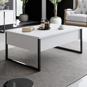 Mesa de Centro "Madrid" – Branco e Preto - 90x60x40 cm – Design Modern