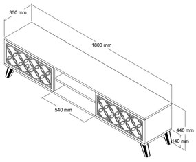 Móvel TV Class – Nogueira e Creme – 180 cm x 44 cm x 35 cm
