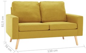 2 pcs conjunto de sofás tecido amarelo