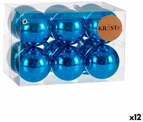 Conjunto de Bolas de Natal Azul Plástico (ø 7 cm) (12 Unidades)