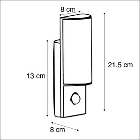 LED Candeeiro de parede exterior moderno cinzento escuro com sensor de movimento - Harry Moderno