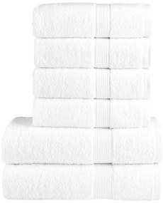 6pcs Conjunto toalhas banho premium SOLUND 600 gsm branco