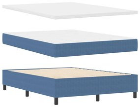 Cama Box com Colchão Azul, 140x200 cm, Tecido de Corduroy