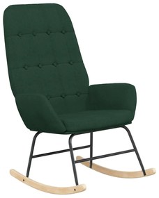 Cadeira de baloiço com banco p/ pés tecido verde-escuro