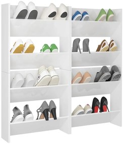 Sapateiras de parede 4pcs derivados de madeira branco brilhante
