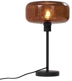 Candeeiro de Mesa Retro Preto com Vidro Bronze - Bizle Retro