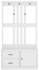 Árvore de Hall Branca 87x40x159,5 cm Madeira Maciça de Pinho