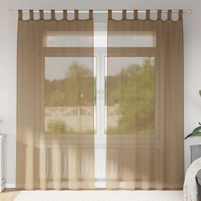 Cortinas de voile com laços 2 pcs castanho-claro 140x245 cm