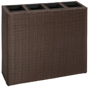 Floreira com 4 vasos vime PE castanho