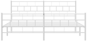 Estrutura de cama com cabeceira e pés 200x200 cm metal branco