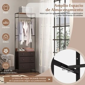 Guarda Roupa, Cabide com varão e prateleiras para o hall de entrada, quarto 55 x 28 x 176 cm Castanho