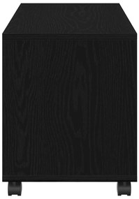 Mesa de Apoio vidaXL com Rodas Preto Carvalho 72x33x42,5 cm Madeira En
