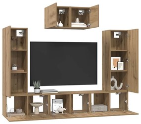 Conjunto de móvel de TV com prateleira 7 pcs carvalho artisiano