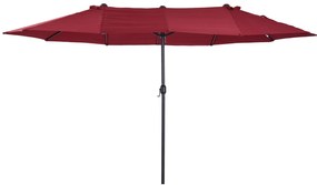 Outsunny Chapéu de Sol Duplo 4,55x2,68x2,38 m Chapéu de Sol de Jardim com Manivela Manual Resistente à Água e com Proteção Solar UV Vinho | Aosom Portugal